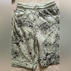 H&M Sage Green Elastic Waist Shorts with Black Speckle